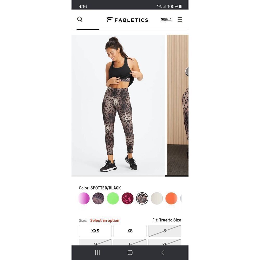 New XS Fabletics Spotted Black Boost 7/8 Leggings Athletic Casual Athleisure